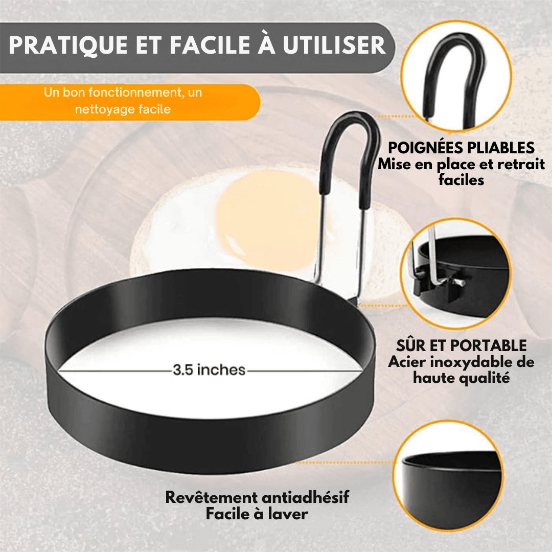 Moule à Crêpes Rond Antiadhésif en Acier Inoxydable – Anneau Professionnel pour Œufs Frits - Velloris